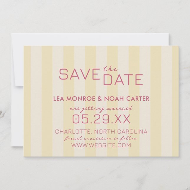 Save The Date Frappes preppy Citron Jaune SIMPLE (Devant)