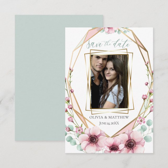 SAVE THE DATE | Fresh Spring Flowers and Foliage Invitation (Front/Back)
