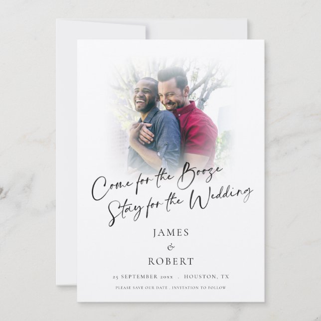 Save The Date Fun Come For Boze Photo Overlay Gay Mariage (Devant)