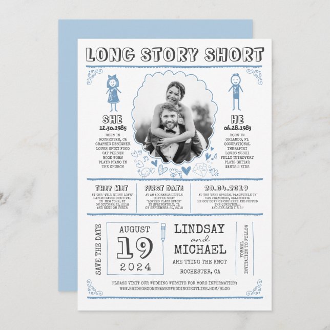 Save The Date Fun Décontracté et mignon Enregistrer la photo Dat (Devant / Derrière)