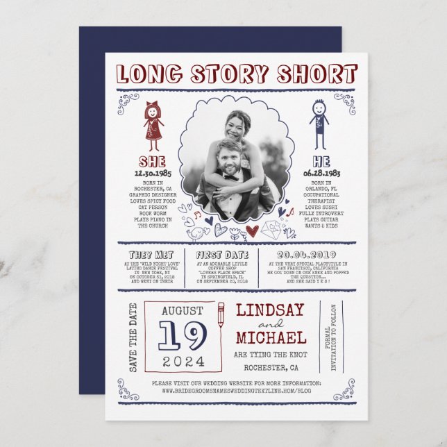 Save The Date Fun Décontracté et mignon Enregistrer la photo Dat (Devant / Derrière)