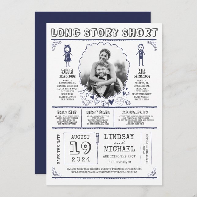 Save The Date Fun Décontracté et mignon Enregistrer la photo Dat (Devant / Derrière)