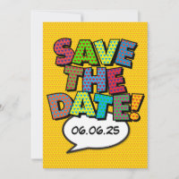 Save the Date Fun Retro Comic Book Pop Art