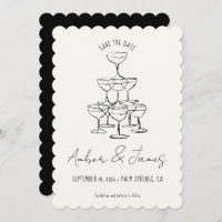 Funky Black Main dessinée Champagne Tower Mariage