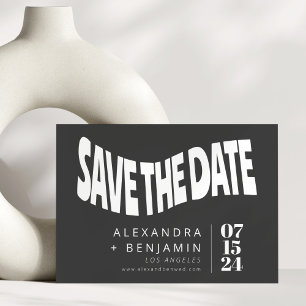 Save The Date Funky Retro Mod Unique Photo Noir et Blanc