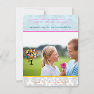 Save The Date Funky Vintage Damask Photo Wedding Enregistrer la 