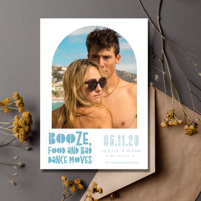 Save The Date Funny Arch Photo Plage Mariage Enregistrer La Date (Créateur téléchargé)