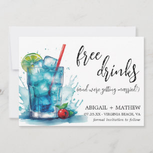 Save The Date Funny Blue Cherry Cocktail Mariage photo tendance