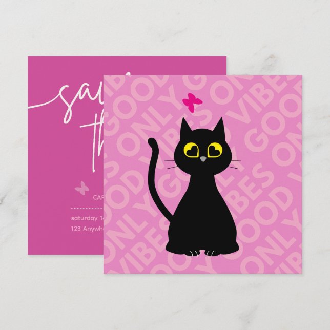 SAVE THE DATE! - Funny Cat Birthday Card (Front/Back)