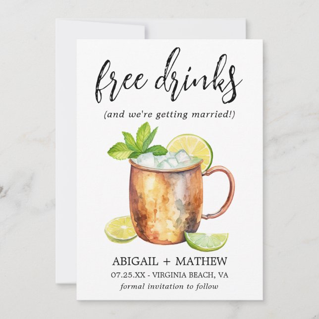 Save The Date Funny Classic Moscow Mule Cocktail Mariage photo (Devant)