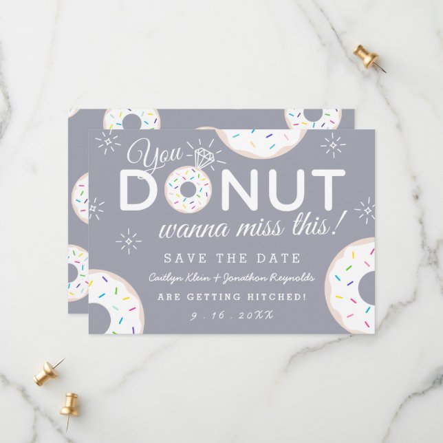 Save The Date Funny Donut Mariage à thème Enregistrer les dates (Devant/Arrière en situation)