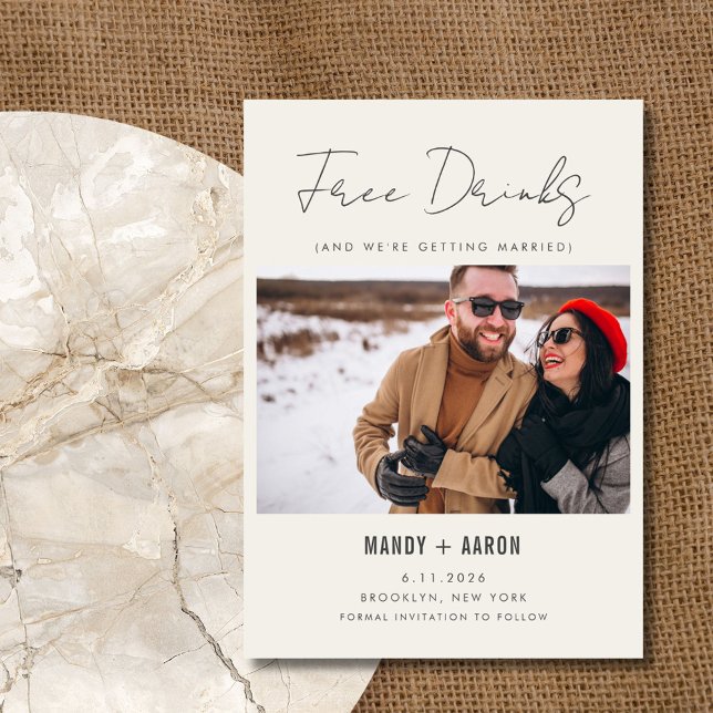 Save The Date Funny Free Dracks Mariage photo (Funny Free Drinks Photo Wedding Save The Date)
