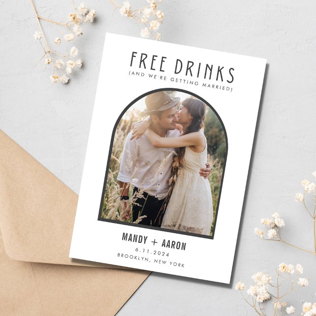 Save The Date Funny Free Drinks Arch Mariage photo (Funny Free Drinks Arch Photo Wedding Save The Date)