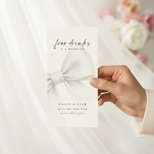 Save The Date Funny Free Drinks Bow Modern Script Bookmark (Créateur téléchargé)