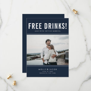 Save The Date Funny Free Drinks Photo Marine Wedding Enregistrer