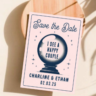 Save The Date Funny Magic Ball rose Dar bleu Enregistrer la date