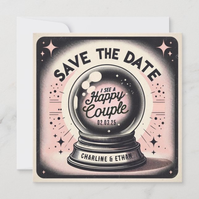 Save The Date Funny Magic Ball rose noir Enregistrer la date (Devant)