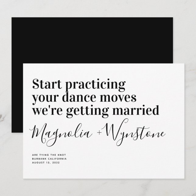 Save The Date Funny Mariage de typographie moderne (Devant / Derrière)