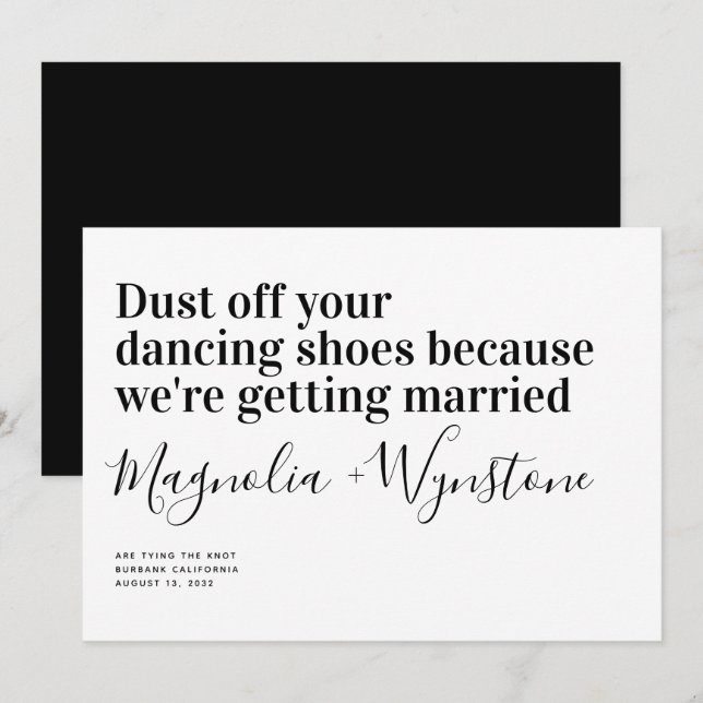 Save The Date Funny Mariage de typographie moderne (Devant / Derrière)