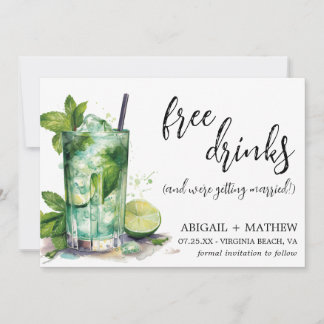 Save The Date Funny Mint Lime Cocktail Mariage photo tendance
