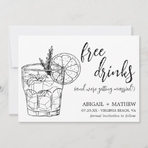 Save The Date Funny Modern Cocktail Croquis Mariage photo tendan
