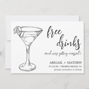 Save The Date Funny Modern Cocktail Croquis Mariage photo tendan