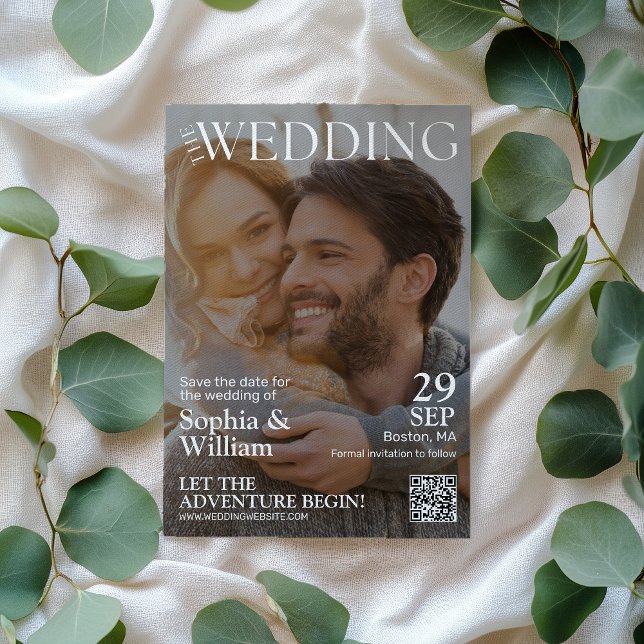 Save The Date Funny QR Code Magazine Mariage photo (Créateur téléchargé)