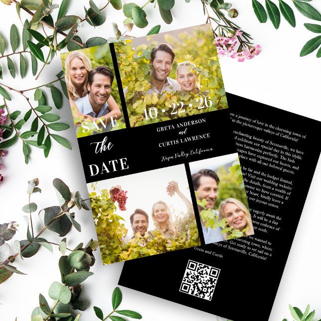 Save The Date Funny & Stylish Unmatched 4 Multi Photos Wedding (Fun & Stylish Unmatched Wedding 4 Multi Photos Collage Save the Date Card with Envelope.)