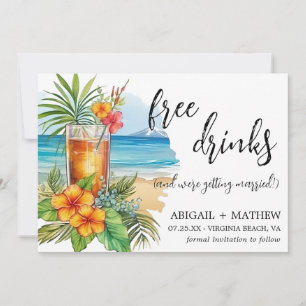 Save The Date Funny Tropical Cocktail Beach Mariage photo tendan