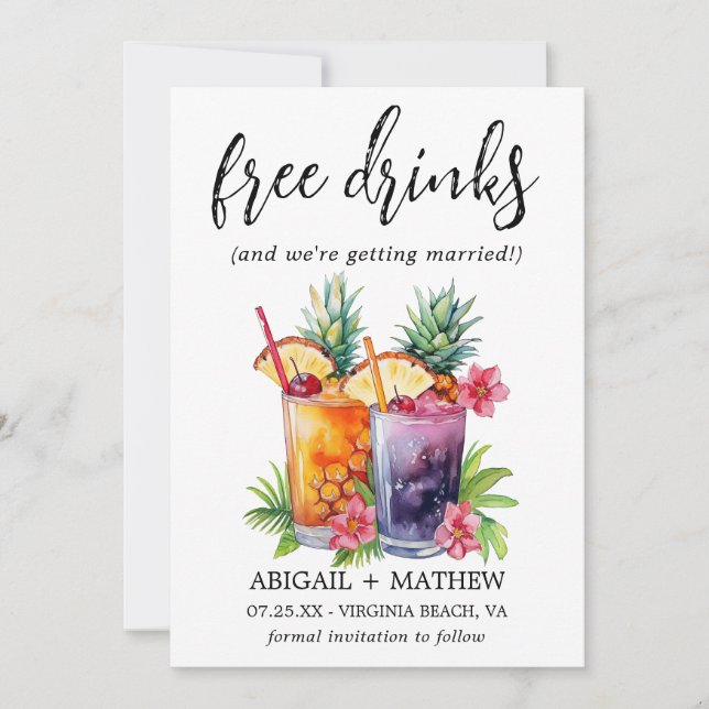 Save The Date Funny Tropical Pineappy Cocktails Mariage photo (Devant)