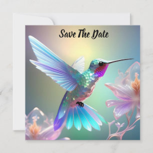 Save The Date Fusion éblouissante : Colibri en verre arc-en-ciel