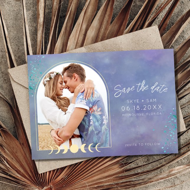 Save The Date Galaxie de la Lune céleste Mariage photo Whimsical (Créateur téléchargé)