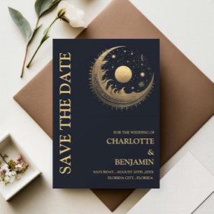 Save The Date Galaxy Moon Stars Mariage céleste