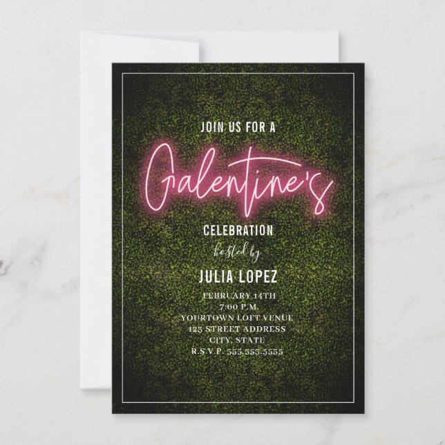 Save The Date Galentine Neon Script Bois Saint-Valentin (Devant)