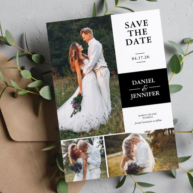Save The Date Galerie 3-Photo Moderne Mariage Enregistrer La Dat (Créateur téléchargé)