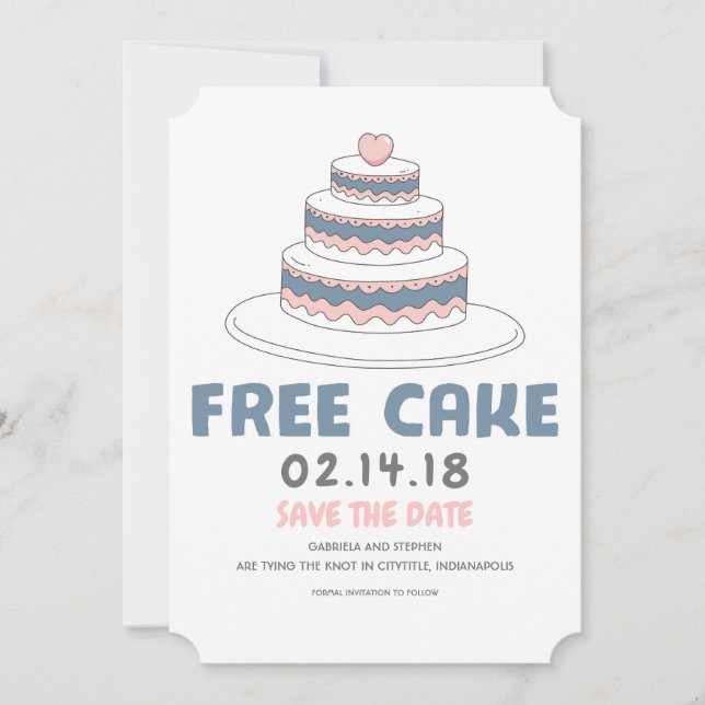 Save The Date Gâteau gratuit | Simple et amusant Enregistrer la  (Devant)
