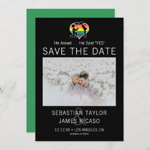 Save The Date Gay He Said Yes Personalized Photo Announcement