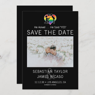 Save The Date Gay He Said Yes Personalized Photo Announcement
