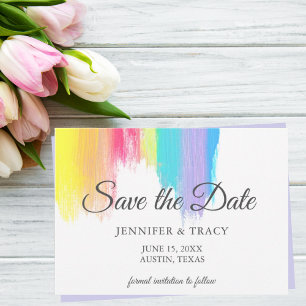Save The Date Gay pride d'aquarelle arc-en-ciel LGBTQ Mariage