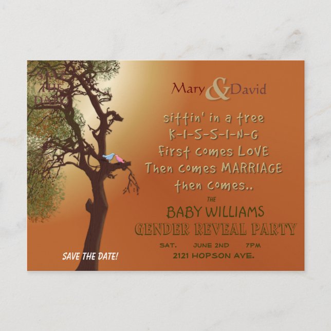 Save the Date Gender Reveal Party Announcement Postcard (Front)