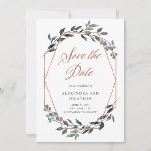 Save The Date Geo vert Or Rose
