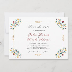 Save The Date Géométrie Vintage Motif Classique Intriqué Mariage