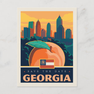 Save the Date Georgia Invitation Postcard
