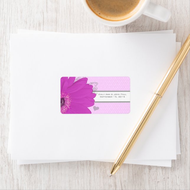 Save the Date Gerber Daisy Musical Notes and Heart Label (Insitu)