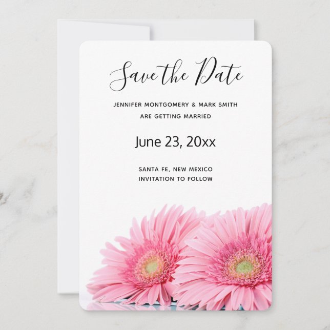 Save The Date Gerbera Rose Daisies Élégante Photographie (Devant)