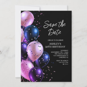 Save the Date Glam 50th Birthday Invitation