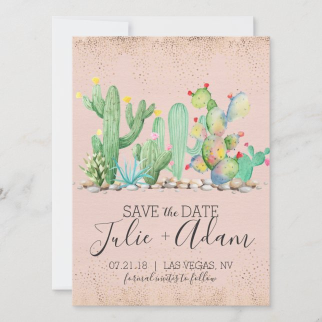 Save The Date Glam Cactus Wedding Enregistrer La Date (Devant)