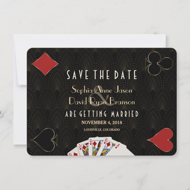Save The Date Glam Casino Las Vegas Poker Mariage (Devant)