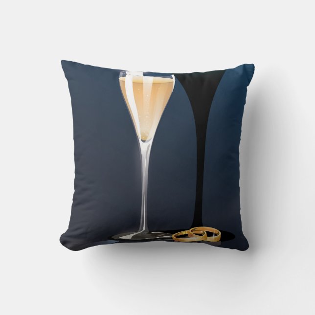 Save the Date Glass and golden rings Throw Pillow (Front)