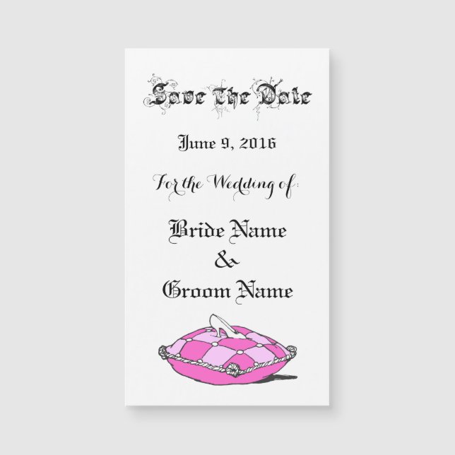 Save the Date Glass Slipper Custom Magnetic Card (Front)